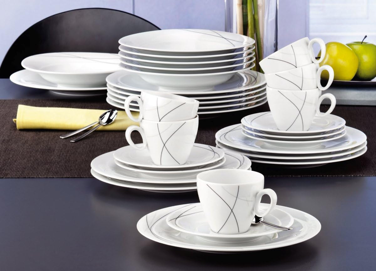 Seltmann Weiden 001.706904 Trio Highline Combinatieserviesset, 30-delig, 36,5 x 31,2 x 36,9 cm, wit