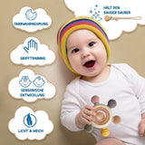 Baby Bijtring met Fopspeenketting - Tandjeshulpmiddel - Babyspeelgoed 0-6 maanden - Newborn Essentials - BPA Gratis Tandjesspeeltje - Babycadeau-ideeën