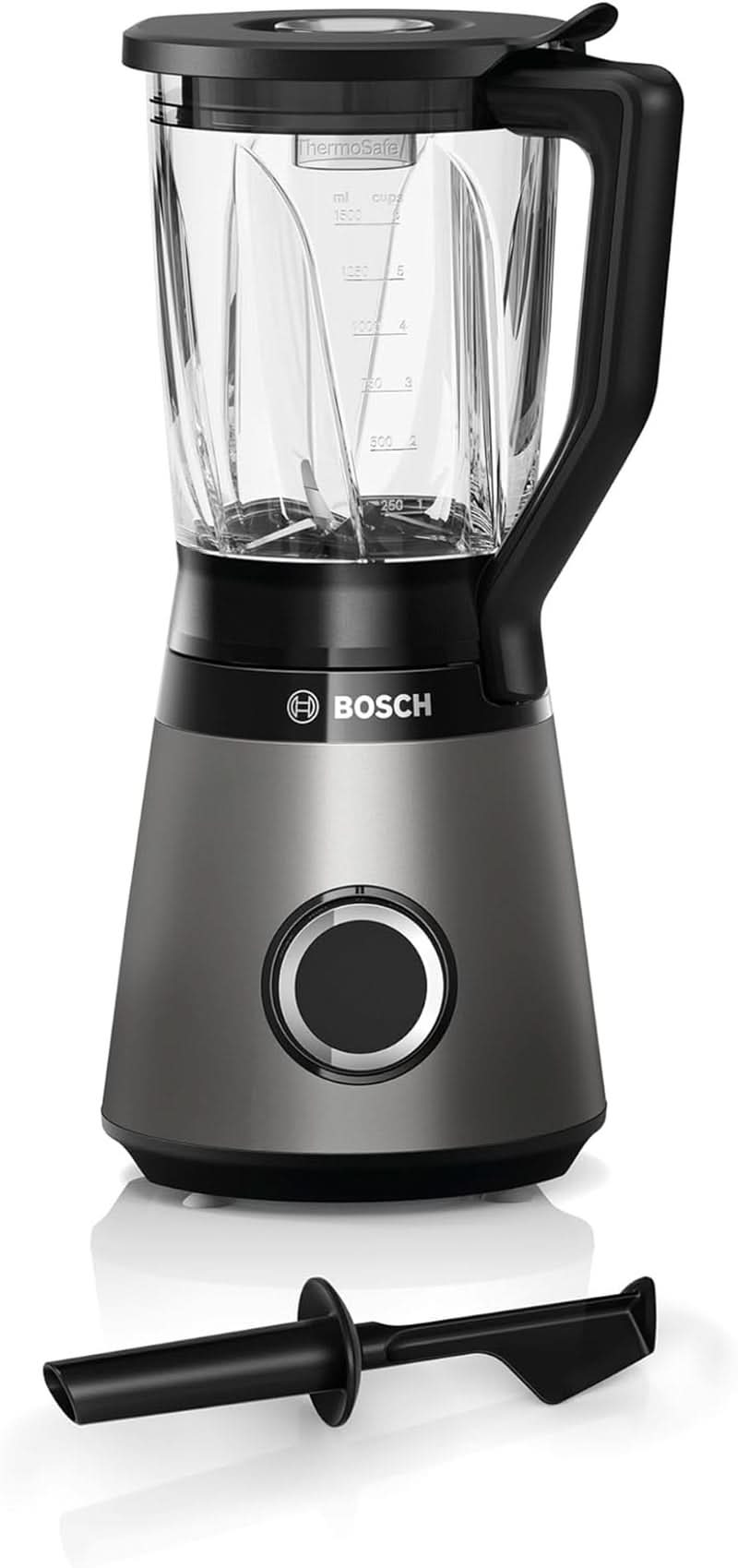Bosch Standmixer Vitapower Serie 4 MMB6172SN, Verbesserte Versie, 10 Jahre Motorgarantie, Edelstahl-Klingen, 1,5L Glasbehälter, Spülmaschinenfeste Teile, 30.000 U/Min, 1200 W, Silver Kitchen Naty Shop