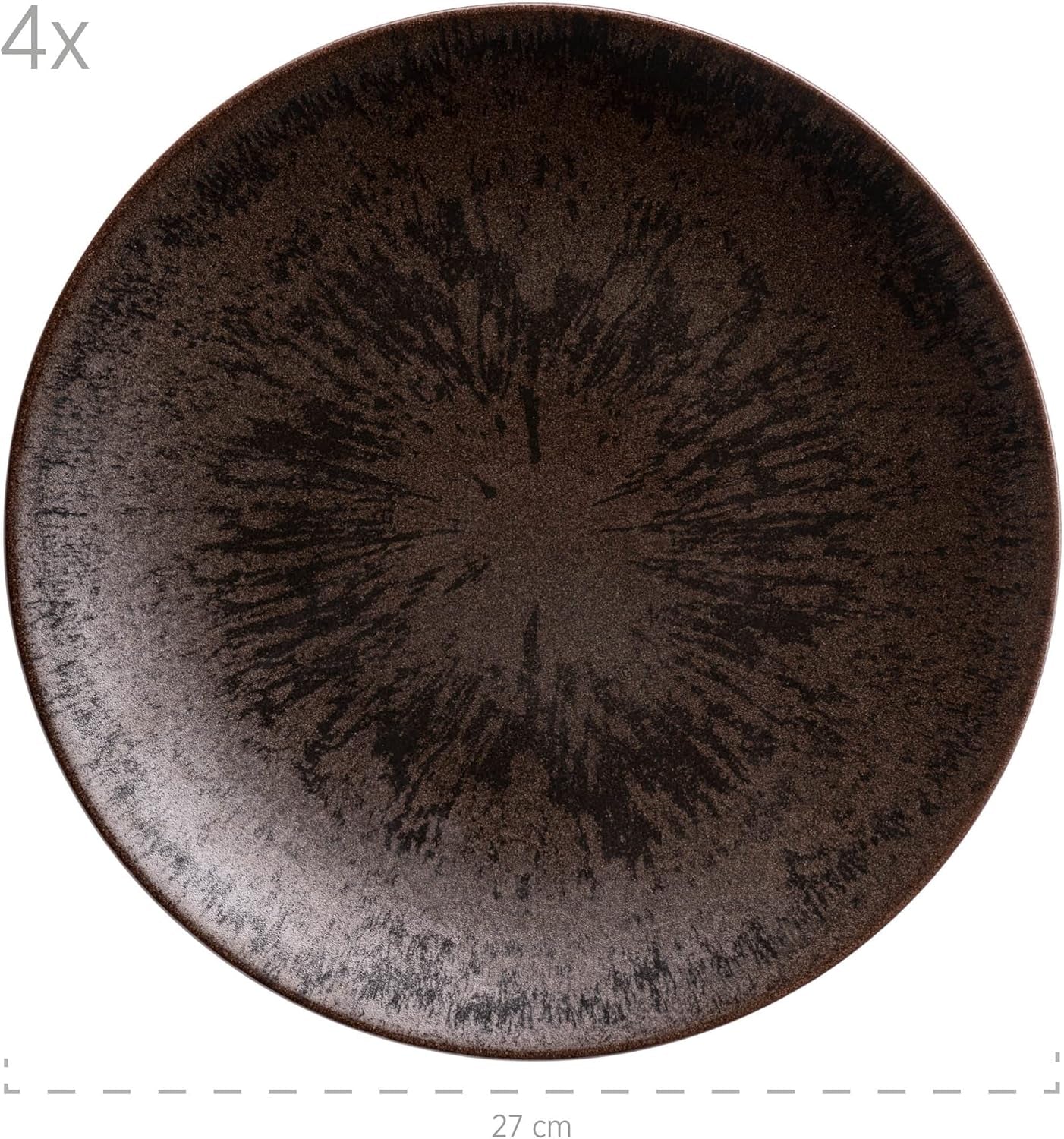 MÄSER brons metallic 12-delig servies voor 4 personen met elegant en glanzend glazuur dinerbordenset met dinerbord, dinerbord en dessertbord van hoogwaardig keramiek, steengoed, bruin