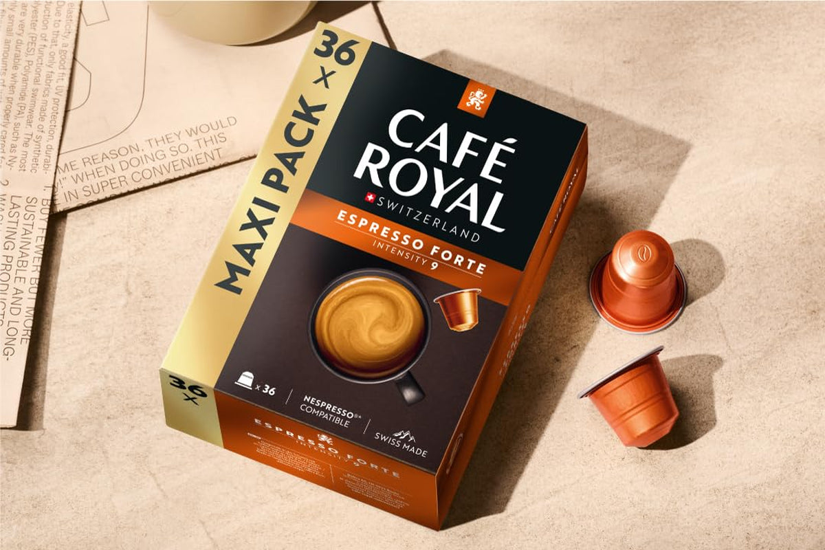 Café Royal Espresso Forte – Nespresso®-compatibele koffiecapsules, 100% Arabica, volle body, medium gebrand, intensiteit 9/12, 36 capsules