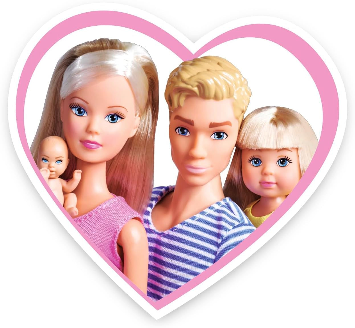 Simba 105733673 - Steffi Love Happy Family, zwangere pop, Kevin, Evi en baby met kinderwagen, 11 stuks, accessoires, 30 cm, vanaf 3 jaar