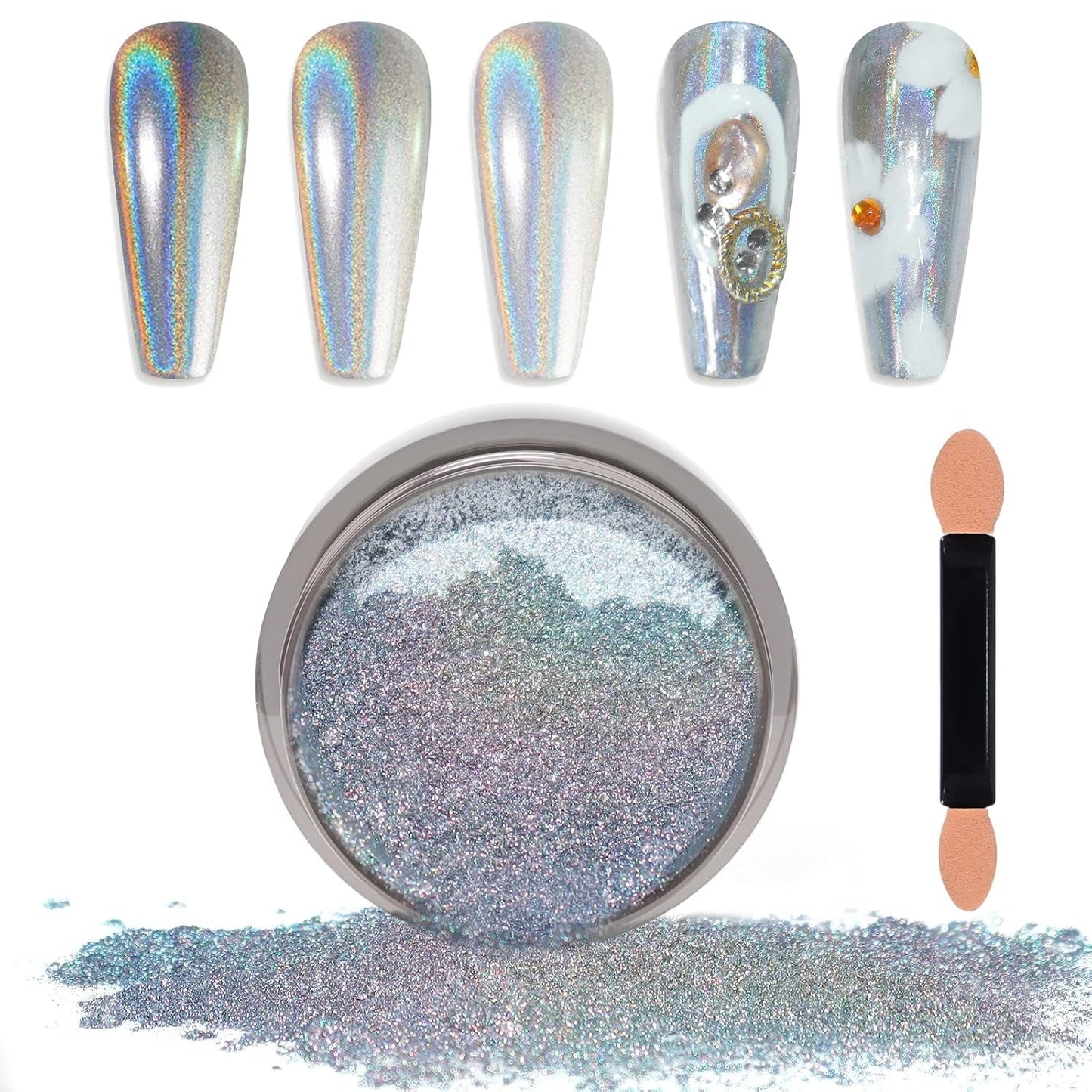 Chrome Nagel Pulver Spiegel Effect Metallic Staub Holografisch Glitter Glasierte Maniküre Decoratie Reflektierende Pigment voor DIY Gel Polish Nail Art, Harz Handwerk, Geschenke voor Goud