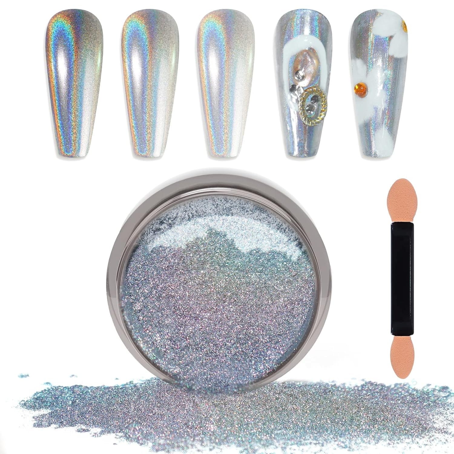 Chrome Nagel Pulver Spiegel Effect Metallic Staub Holografisch Glitter Glasierte Maniküre Decoratie Reflektierende Pigment voor DIY Gel Polish Nail Art, Harz Handwerk, Geschenke voor Goud