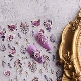 JMEOWIO 3D Nagelsticker Blumen Nail Art Sticker Selbstklebend Nagelaufkleber 5D Stereoskopisch Frühling Zomer Decoratie Nageldesign Zubehör 4 Blatt