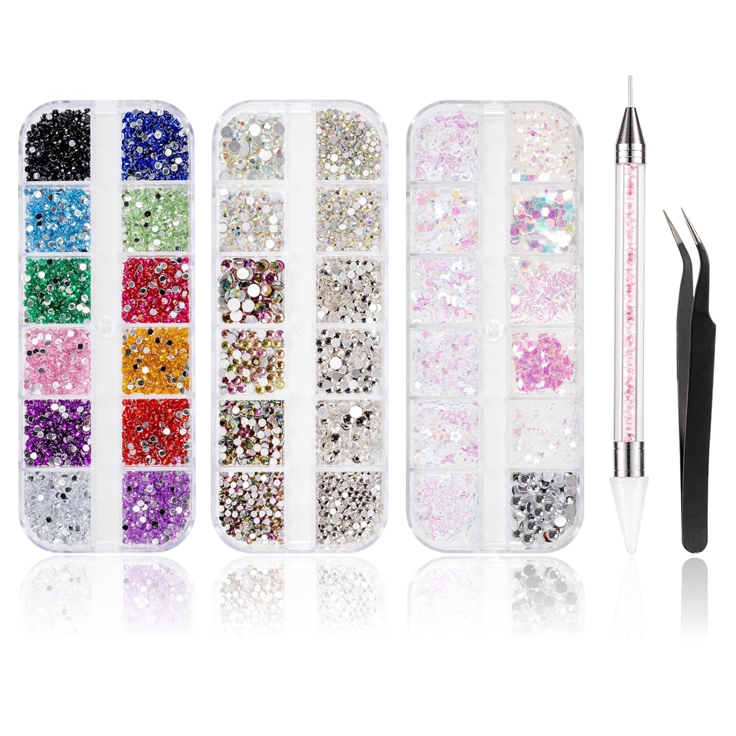 5600 Stück Strasssteine ​​​​Nägel Nail Art, 36 Farben Glitzersteine, Dekorationen Nagelsteine ​​​​Für Nagelkunst, Einschließlich Wachsstift Für Strasssteine ​​en Strass-Picker