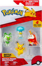 Pokémon PKW3402 - Battle Figure Multipack - 4-pack met Pikachu, Croc, Kwaks, Felori, officiële gedetailleerde figuren, elk 5 cm Actiefiguren Naty Shop