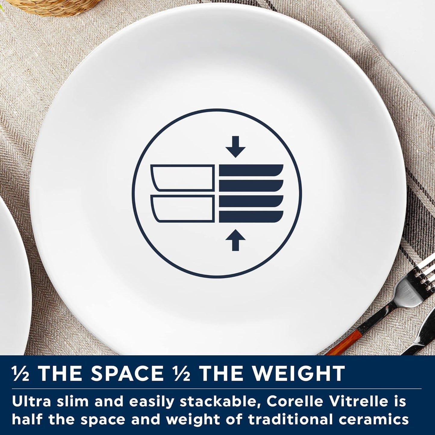 Winter Frost serviesset voor 4, 12 stuks, premium ultra-duurzaam Vitrelle™ glazen servies, vaatwasmachinebestendig, magnetron- en magnetronbestendig, feestelijk winterontwerp