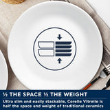 Winter Frost serviesset voor 4, 12 stuks, premium ultra-duurzaam Vitrelle™ glazen servies, vaatwasmachinebestendig, magnetron- en magnetronbestendig, feestelijk winterontwerp