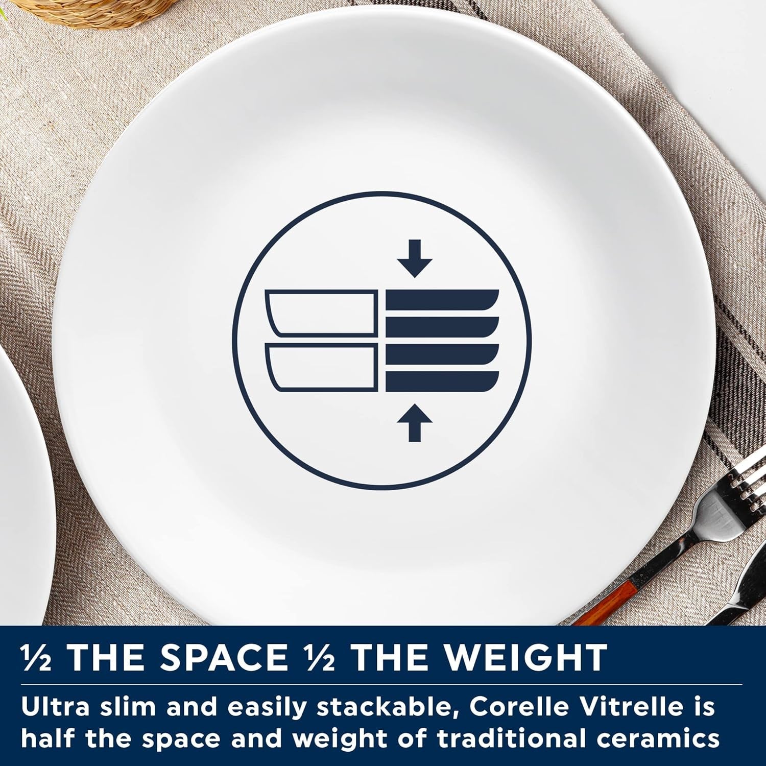 Winter Frost serviesset voor 4, 12 stuks, premium ultra-duurzaam Vitrelle™ glazen servies, vaatwasmachinebestendig, magnetron- en magnetronbestendig, feestelijk winterontwerp