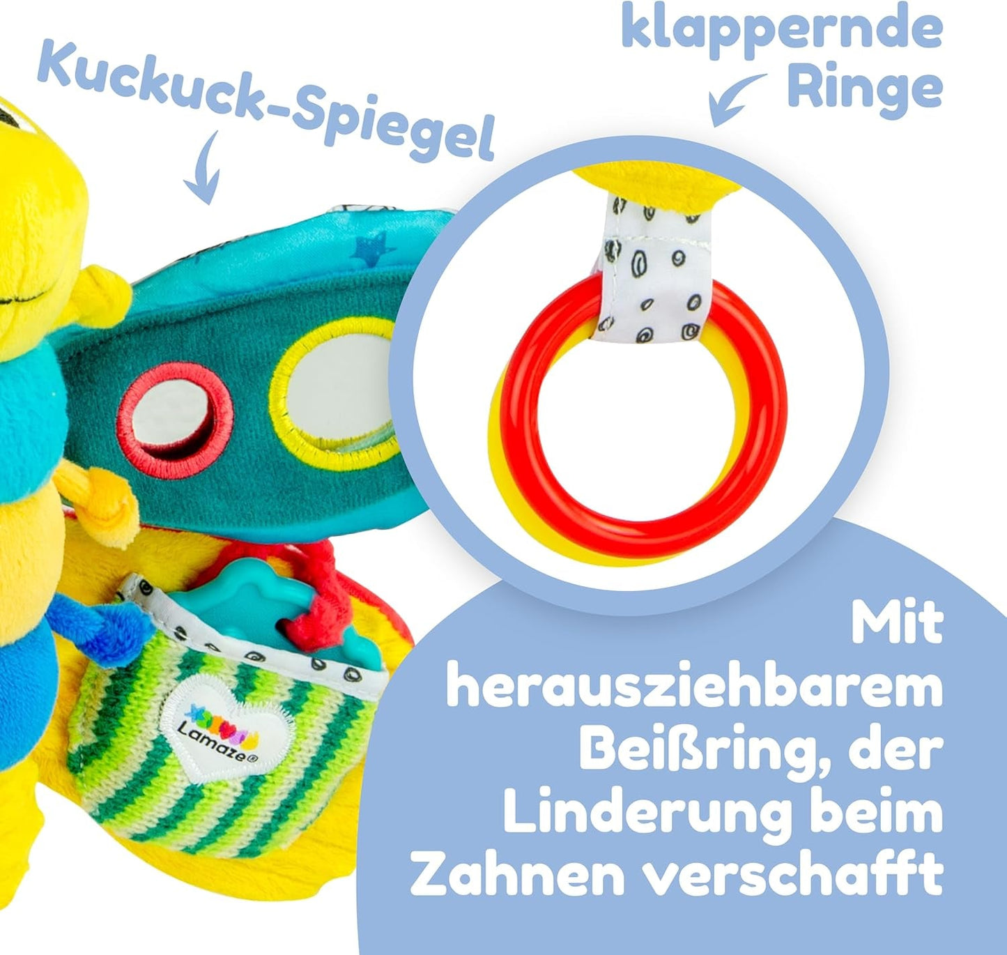 Lamaze Babyspeelgoed "Freddie the Firefly" Clip & Go, hoogwaardig speelgoed voor peuters, handgreephanger om de ouder-kindrelatie te versterken, vanaf 0 maanden, meerdere kleuren Bebe Toys Naty Shop