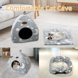 Katzenhöhle Plüsch Katzenhaus met wasbarem Kissen Faltbare Katzenzelt Höhle met handvat Weiches en Warmes Katzenbett für Drinnen 33x33x35cm