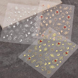 JMEOWIO Nagelsticker Mond Stern 9 Blatt Nail Art Sticker Selbstklebend Nagelaufkleber Sonne Decoratie Nageldesign Zubehör