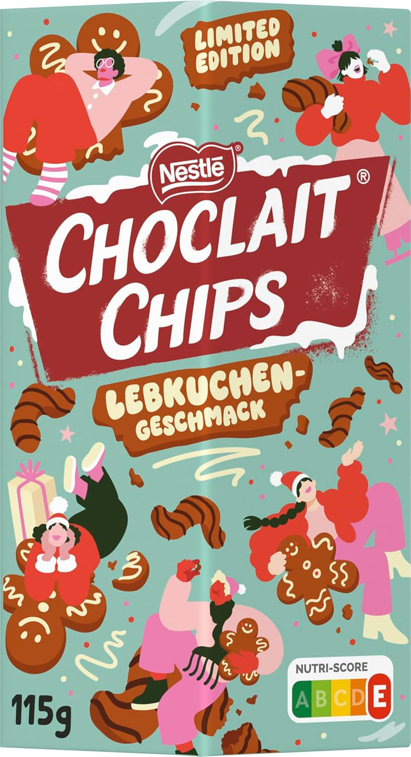 Nestlé Gingerbread, een heerlijk en knapperig tussendoortje met peperkoeksmaak, omhuld met melkchocolade en verfijnd met decoratieve strepen van pure chocolade, 1 pakje (1 x 115 g)