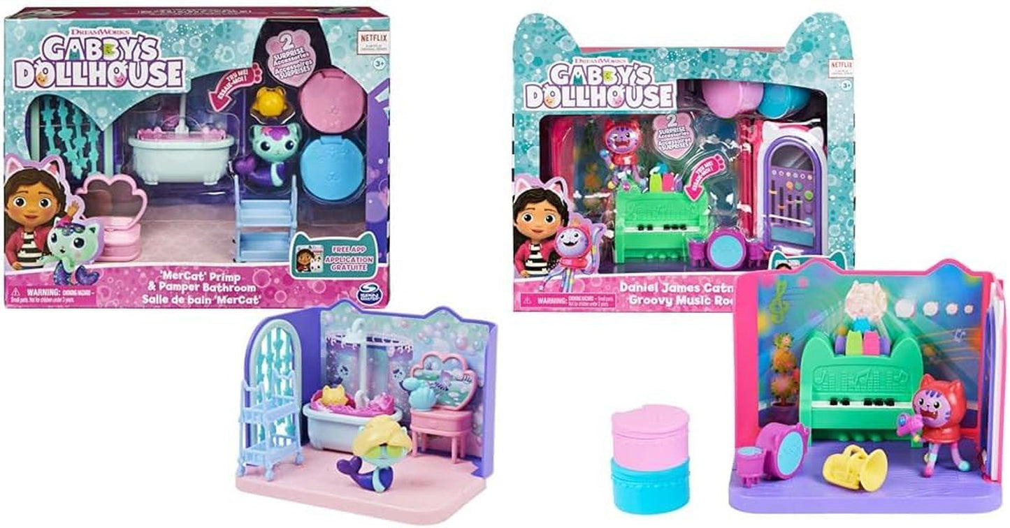 Gabby's Dollhouse Deluxe Kamer, Groovy Muziekkamer en Deluxe Kamer, Elegant Verwenbad, Zeekittenbad
