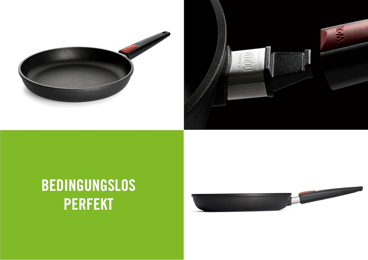 Woll Nowo Titanium platte pan - Inductie, 5 Cm hoogte, afneembare handgreep - voor alle soorten kookplaten, Gegoten aluminium, antiaanbaklaag Potten en pannen Naty Shop