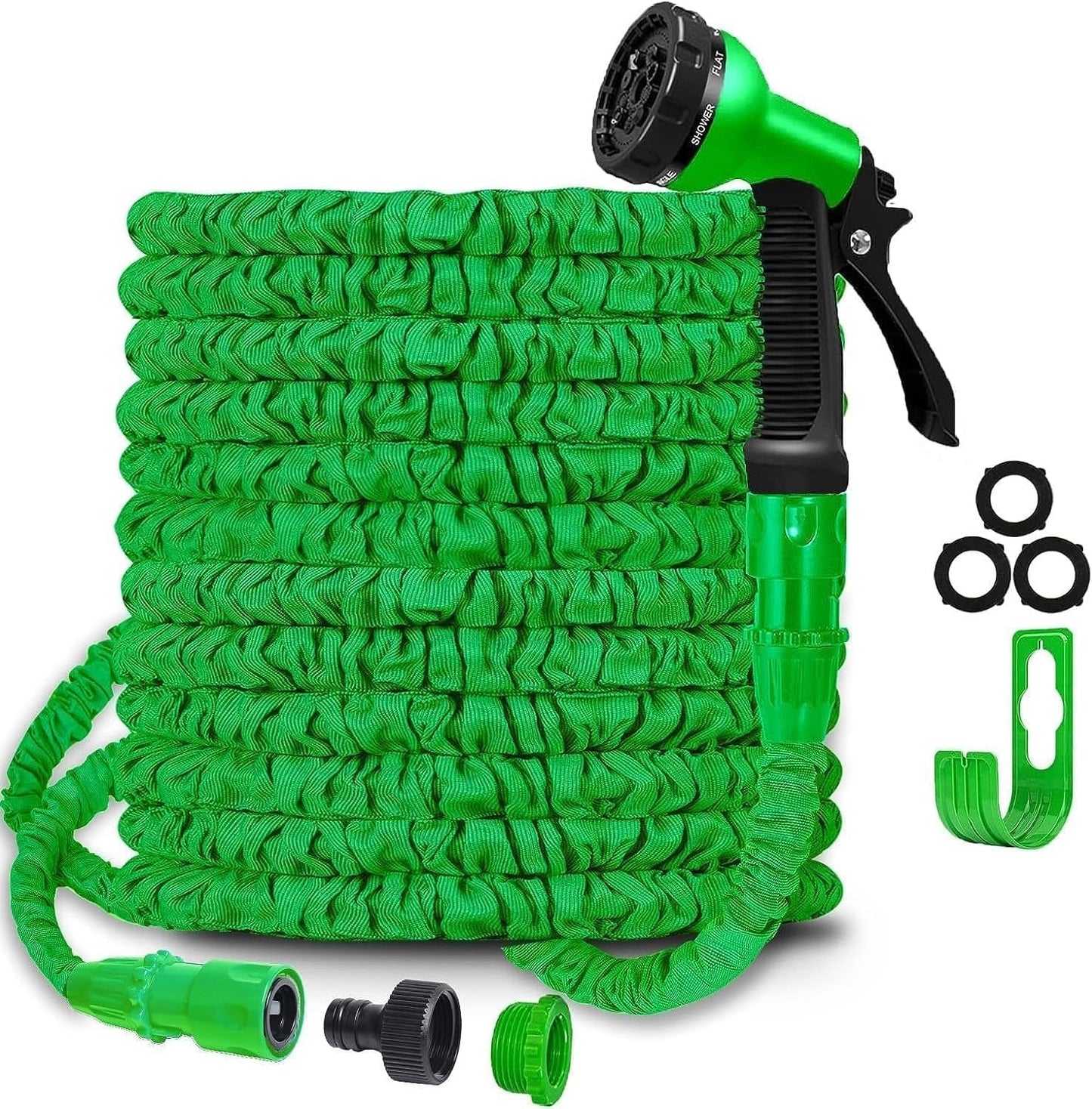 Tuinslang Magic Flexibele uitschuifbare slang met 1,9 cm 1,27 cm fittingen 8-functie sproeikop blauw of groen 15 m