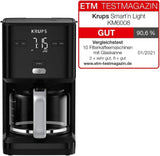 Krups Smart'n Light koffiemachine met timer, voor 1,25 liter filterkoffie, warmhoudfunctie, automatische uitschakeling, zwart, KM600810