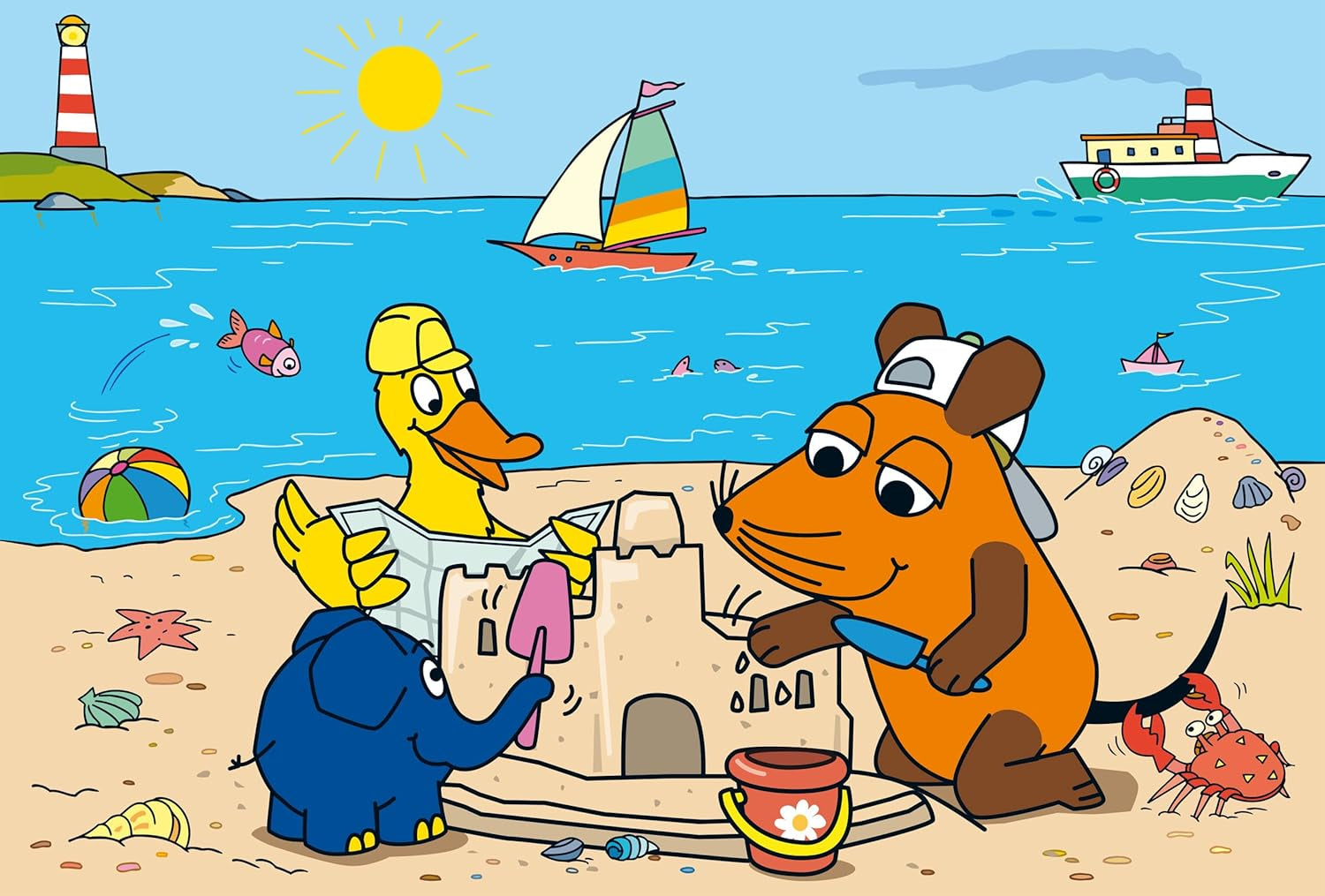 Schmidt Spiele 56212 Muis, goede vrienden, 3X24 puzzelstukjes voor kinderen, blauw Puzzel Naty Shop