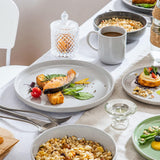 vancasso SESAM Serie Steingut Geschirrset voor 12 Personen, 48 teiliges Kombiservice – Tafelservice mit Speisetellern, Desserttellern, Müslischalen en Kaffeetassen, Scandinavisch design