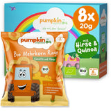 Pumpkin Organics Baby Meergranen Wortel- en Mangoringen (8 stuks) Babysnacks zonder additieven vanaf 12 maanden - Allergeenvrij² en glutenvrij³ Krokante babysnacks (8 x 20 g)