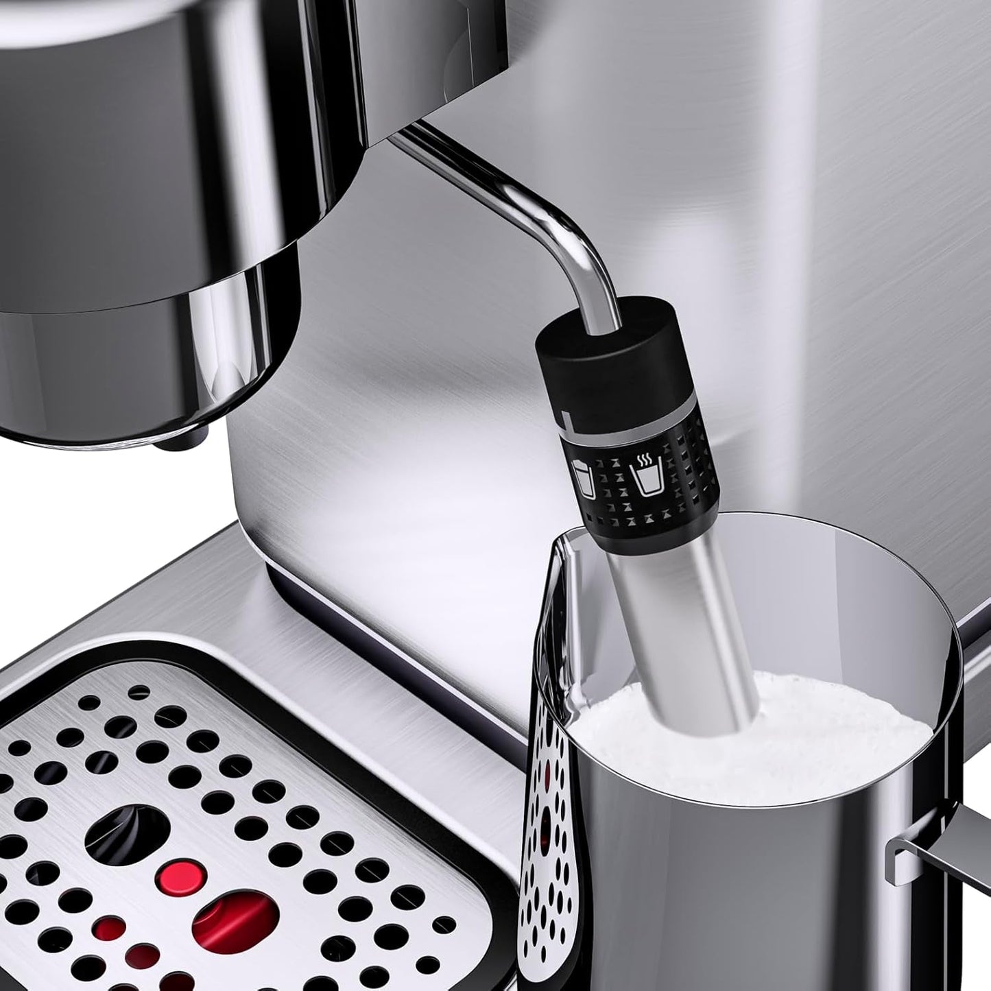 WMF Lumero espressomachine, portafilter, 1400 watt, portafilter, 3 inzetstukken, voor 1-2 espressokopjes, inclusief voor capsules, 15 bar, bekerhouder, melkopschuimer, mat roestvrij staal