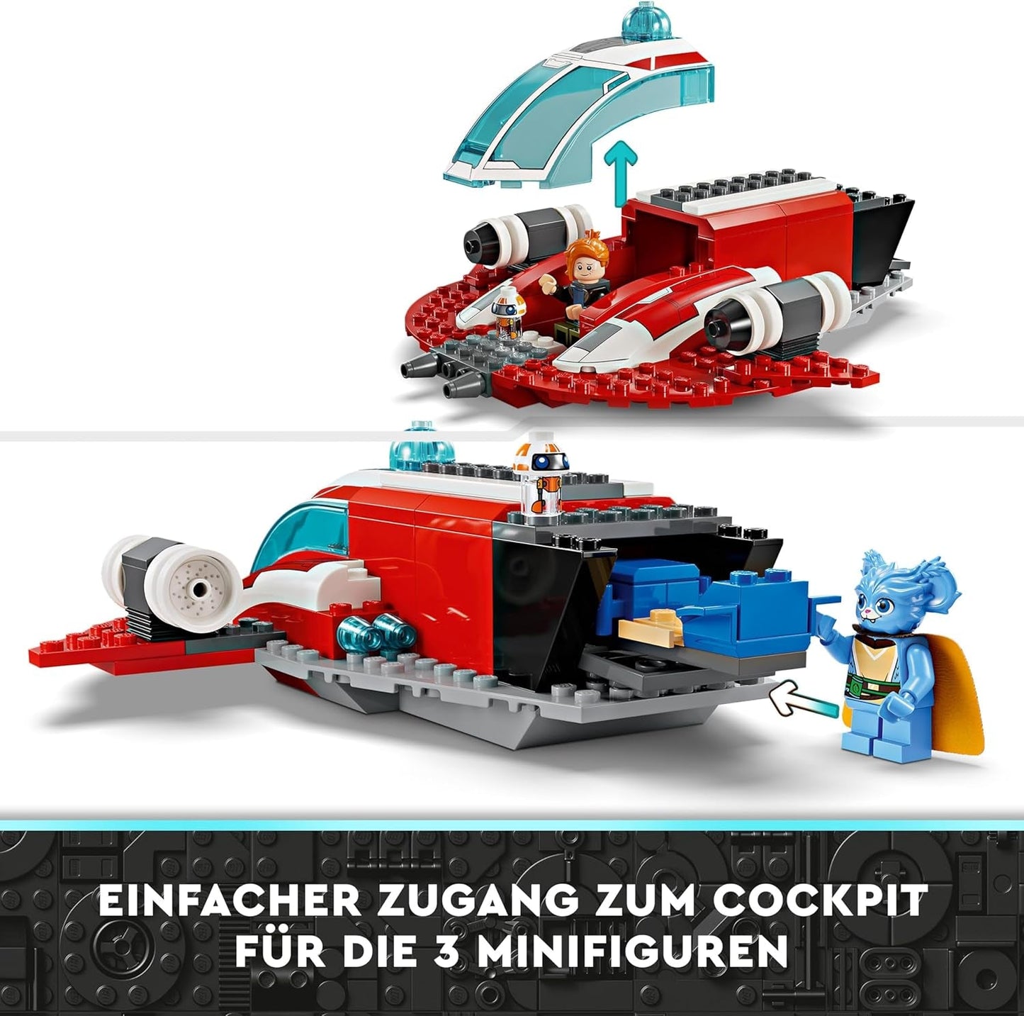 LEGO Star Wars: The Adventures of the Young Jedi Crimson Firehawk, startset voor kinderen met bouwbaar ruimteschip, speederbike en 3 figuren, cadeau voor jongens en meisjes vanaf 4 jaar 75384 Bouwsets Besuche den LEGO-Store