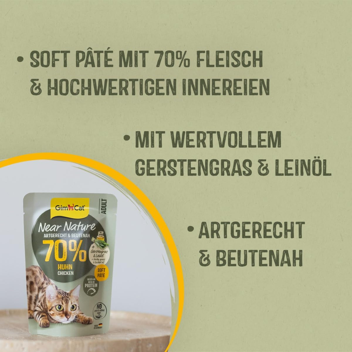 GimCat Near Nature Trial Mix 12 Pack - Natgraanvrij voer voor katten vanaf 7 maanden met een soortgeschikte en prooispecifieke receptuur - 12 zakjes (12 x 85g)