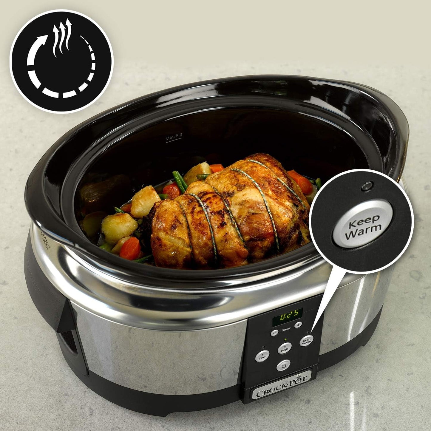 Crockpot, Slowcooker elektronisch, 5,7 L (5-6 personen) Slowcooker Naty Shop