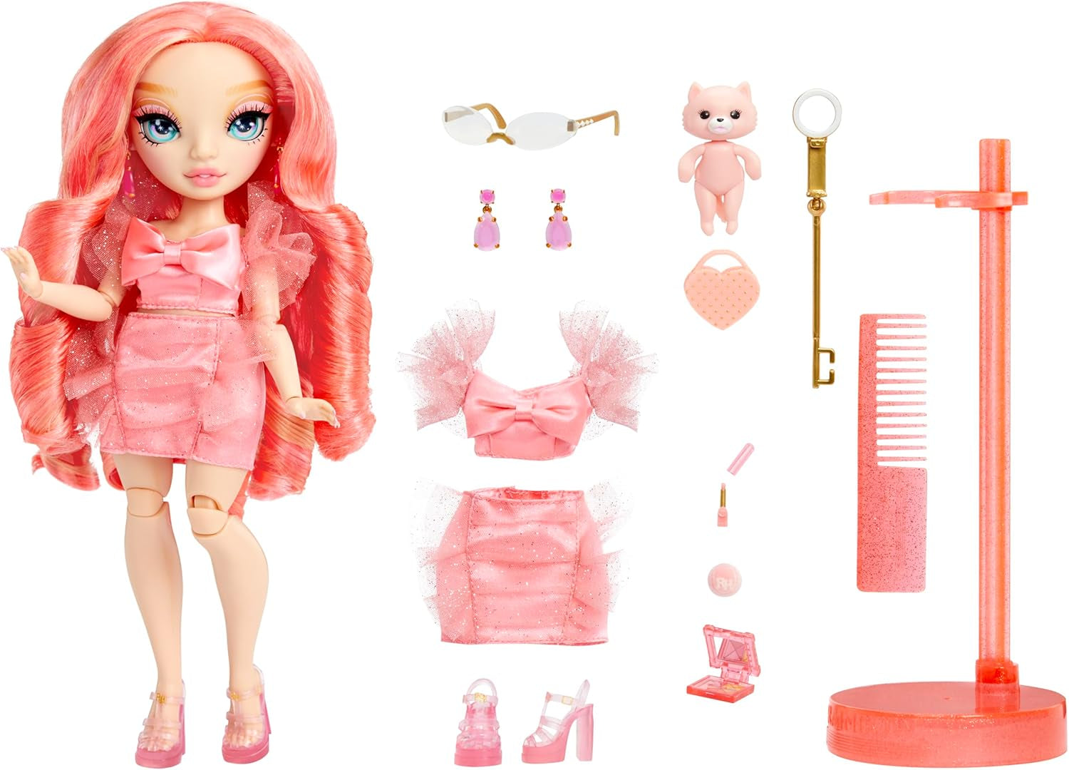 Rainbow High Fashion Doll - Pinkly Paige - Roze modepop in mode-outfit - met bril en ruim 10 kleurrijke speelaccessoires - Ideaal voor 4-12 jarigen en verzamelaars