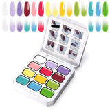 Gradiëntschildergel, 12 kleuren Ombre gelnagellak met 100 stuks nagelsponsen en 4 klauwen metalen grijper voor Franse manicure DIY nagelkunst, set I