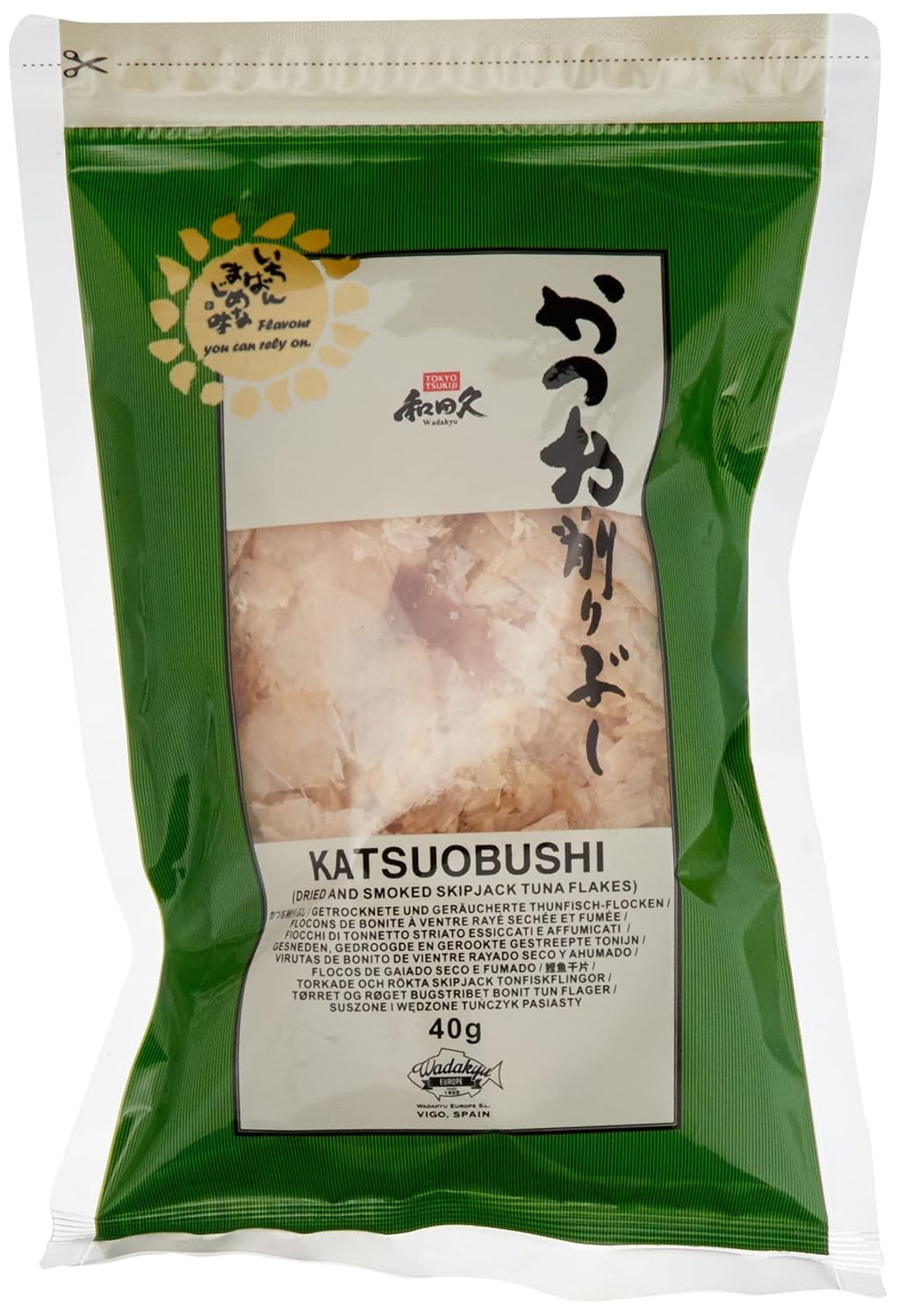 Katsuobushi Bonito Flocken – Aus 100 Prozent wortelkenem en Geräuchertem Bonito Tunfisch – Ideaal voor de Japanse keuken – 1 x 40 g
