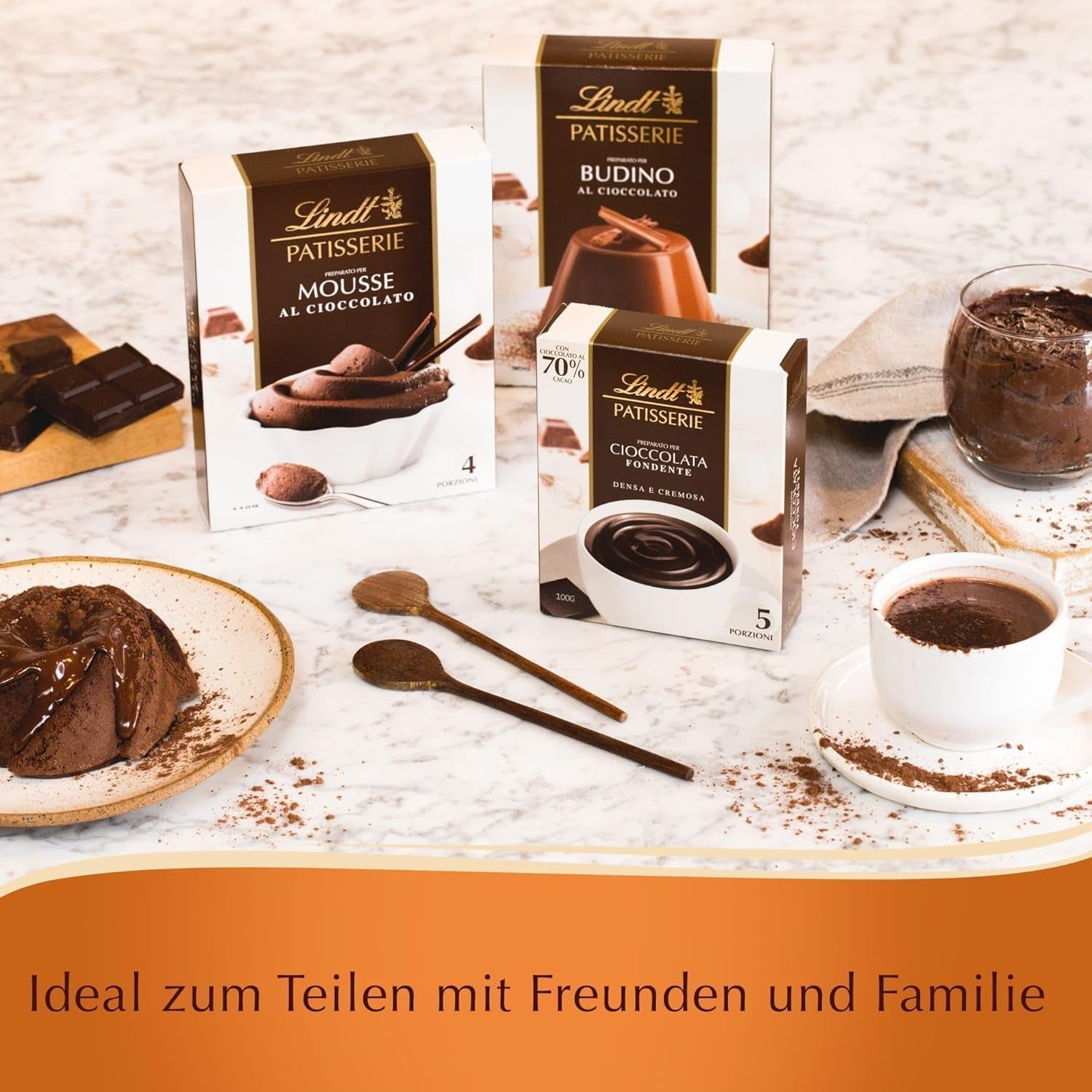 Lindt Schokolade - PATISSERIE Chocolademousse | 6 X 110G | Backmischung Für 4 Portionen Fluffige Mousse Al Cioccolato Aus Finester Schokolade | Patisserie | Backmix | Schokoladengeschenk Mix voor bakken en koken Naty Shop