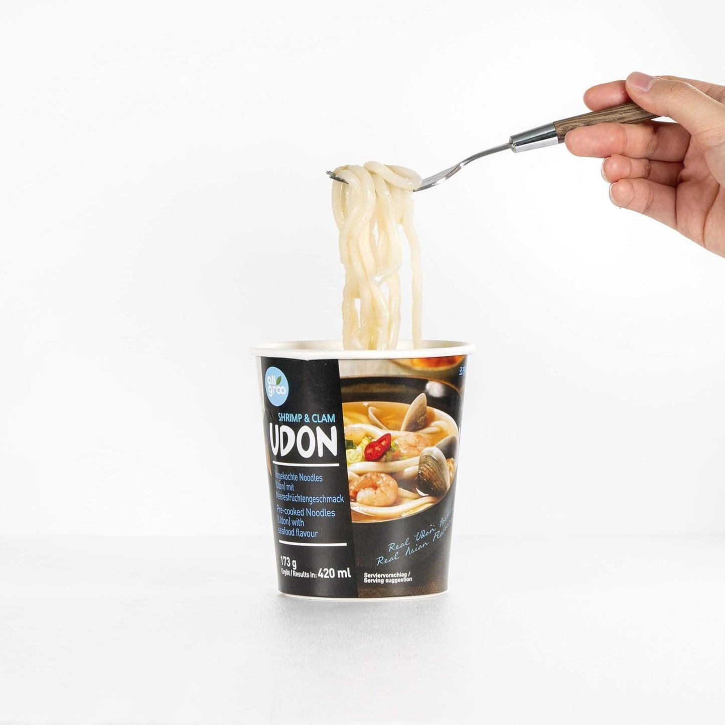 Allgroo Udon Cup Instant Noodles - Smaakvolle Pittige Zeevruchten Udon Soep - Snelle Bereiding (1 x 173g)