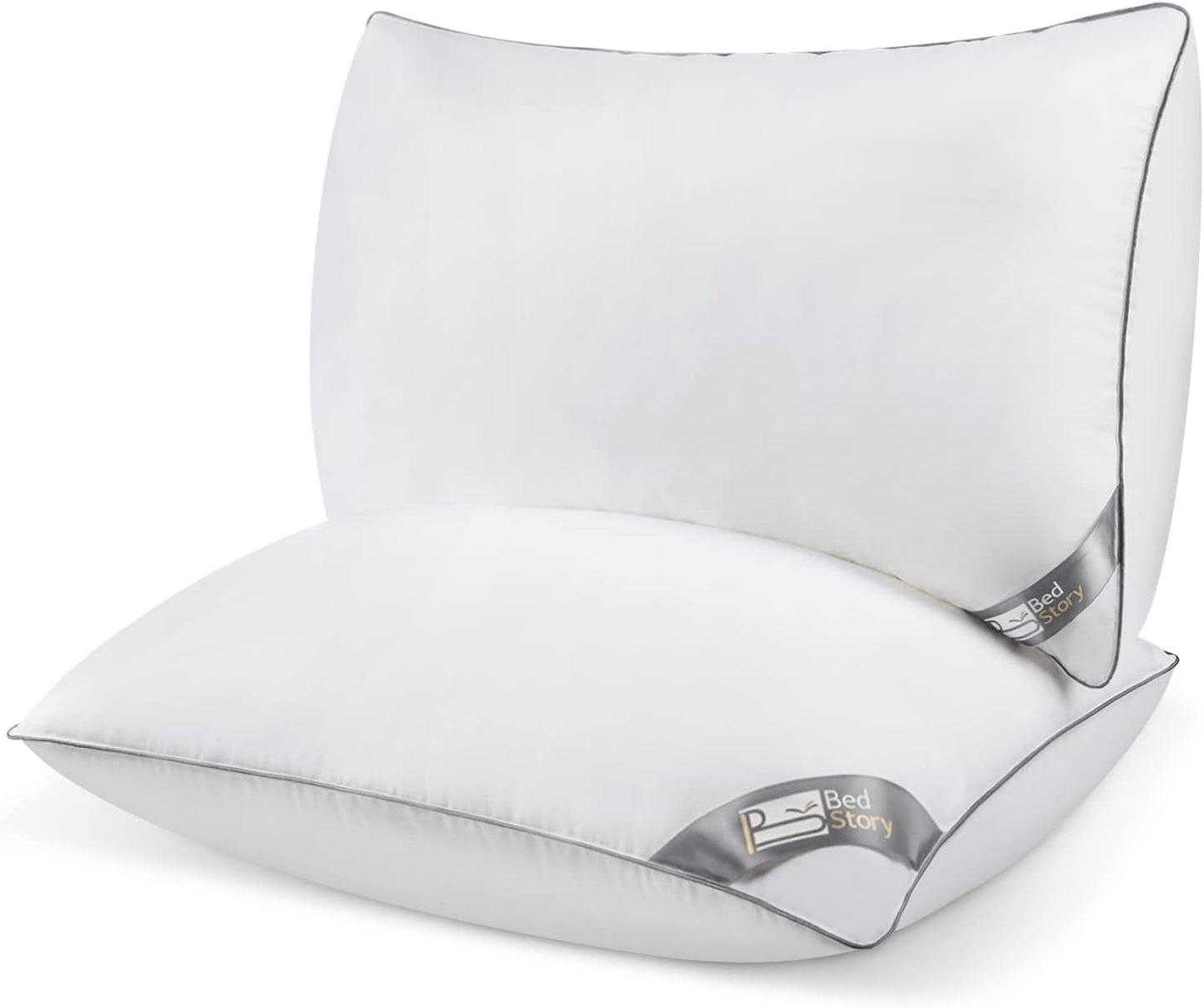 Bedstory-kussen, 2-pack, hotelkwaliteit, alternatief, ondersteunend, hypoallergeen slaapkussen voor buik-, rug- en zijslapers Standaard Naty Shop-kussens Standaardtitel