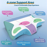 HOMCA Nekkussen Memory Foam Orthopedisch kussen 2 in 1 neksteunkussen met 3D-koelhoes Ergonomisch slaapkussen voor rug-, zij- en buikslapers Grijs 60X13/11X40cm Cervicale orthopedische kussens Naty Shop
