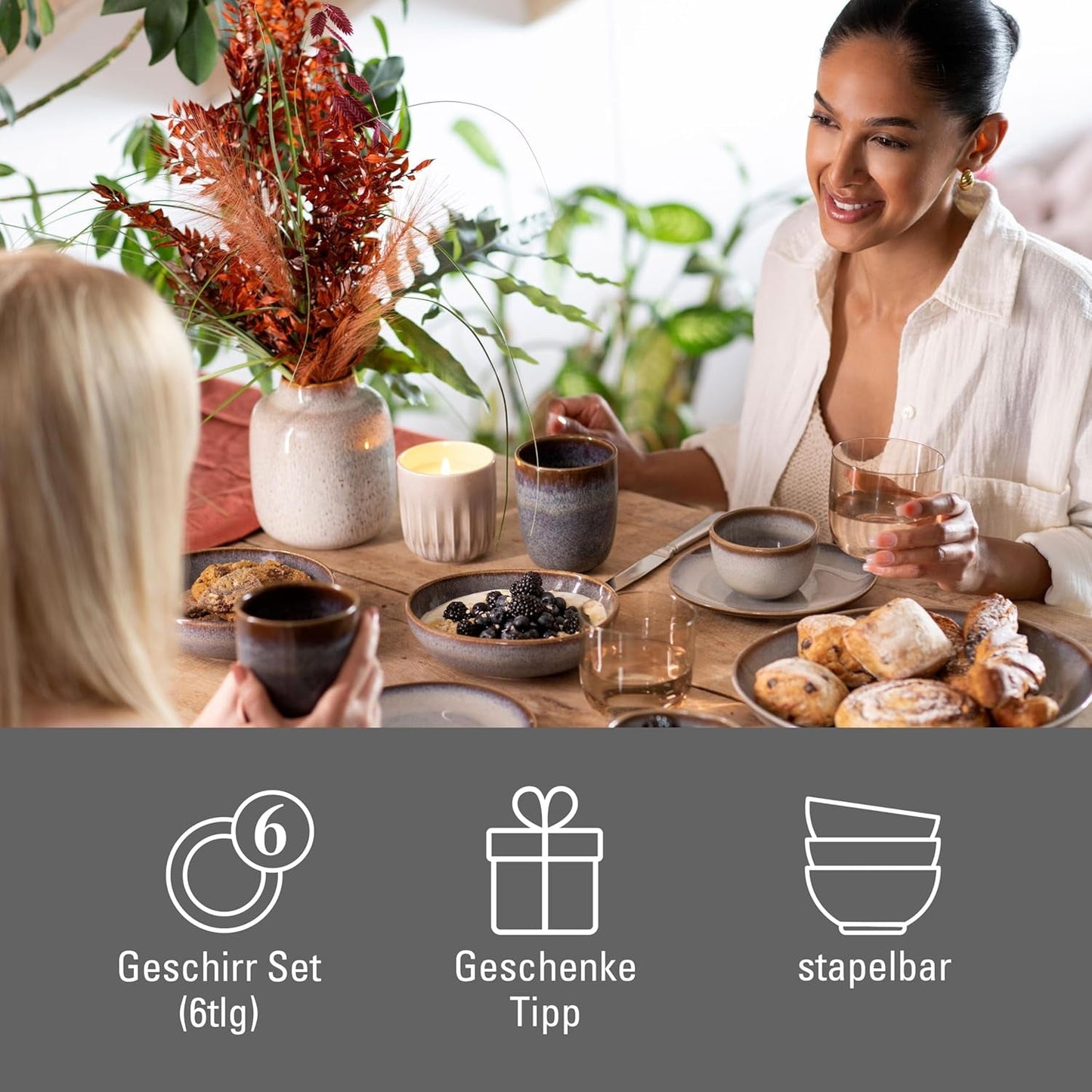 Lave beige ontbijtset van Villeroy & Boch, 6-delig