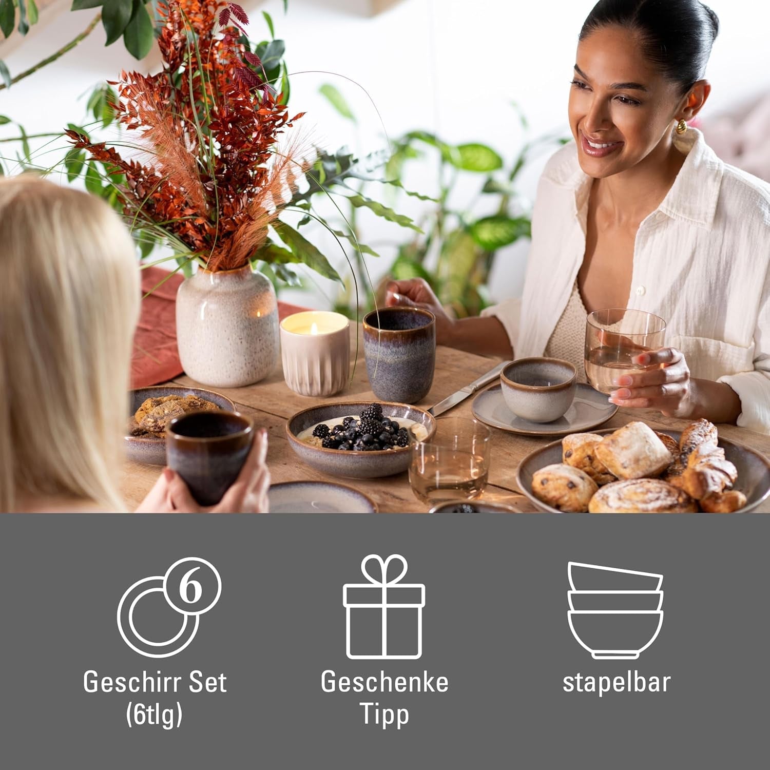 Lave beige ontbijtset van Villeroy & Boch, 6-delig