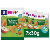HiPP Bio Knusper Stangen Appelkarotte (7 x 30 g), Babysnack ab 8. Monat, Süße nur aus Früchten en Gemüse, glutenvrij, in de beste bio-kwaliteit