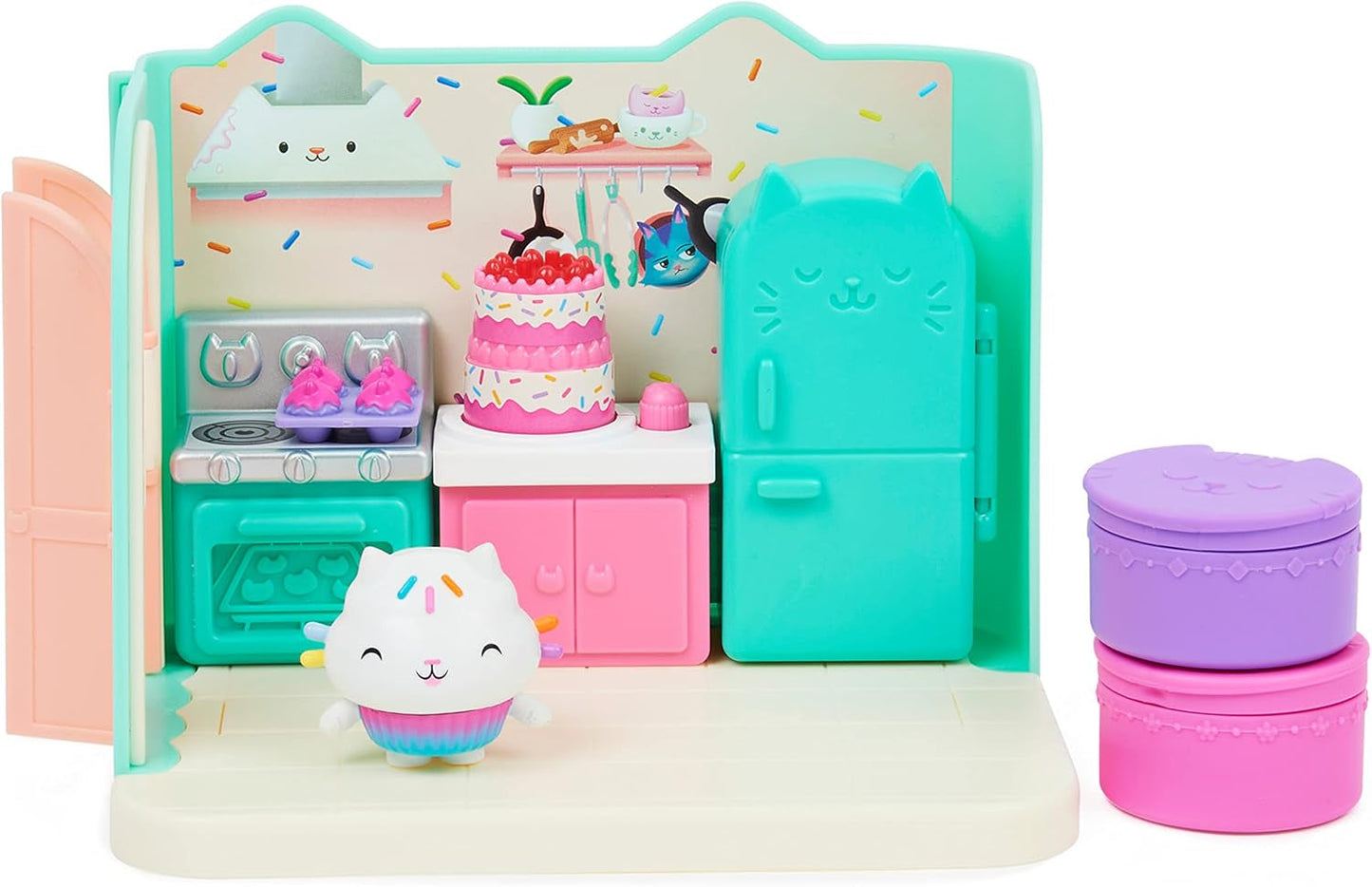 Gabby Dollhouse en Gabby Dollhouse Deluxe Kamer Sweet Dreams Fluffy Cat Slaapkamerkussen Kat en 3 Accessoires 3 Meubelstukken en 2 Verrassingsdozen Geschikt voor kinderen vanaf 3 jaar