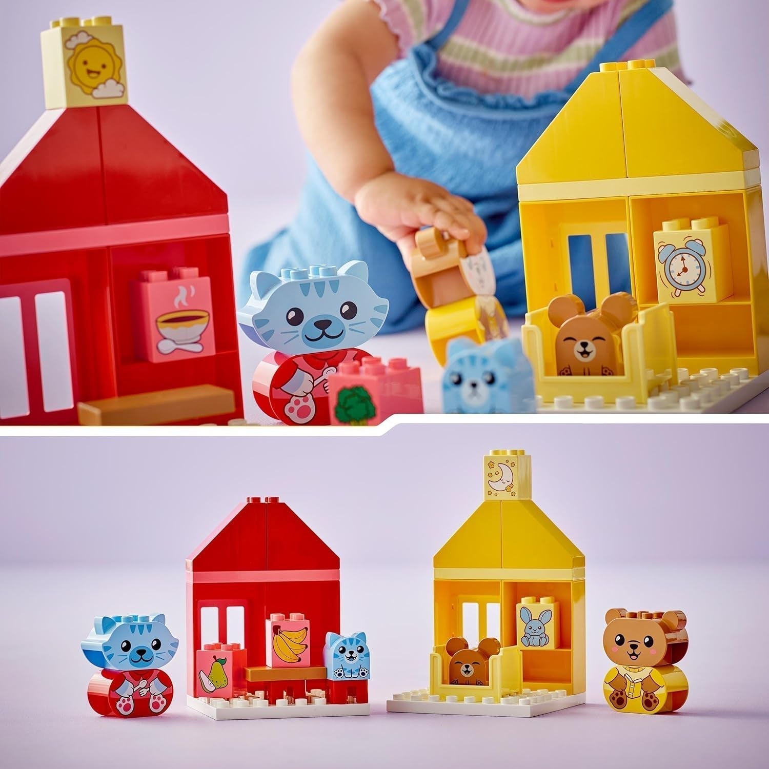 LEGO DUPLO Alledaagse Routines: Eten & Bedtijd, leerspeelgoed voor peuters om de sociale en emotionele ontwikkeling te stimuleren, met 4 dierfiguren, cadeau voor kinderen vanaf 18 maanden 10414 Bouwsets Besuche den LEGO-Store