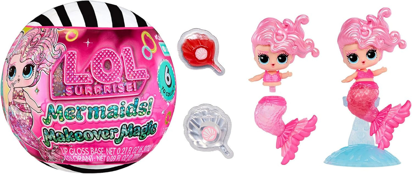 LOL Verrassing! Mermaids Makeover Magic Tots - Echte lipgloss voor jou en je pop om zelf te maken, te mixen en make-up te maken, Leuk waterspel, 6 poppen om te verzamelen - Vanaf 4 jaar