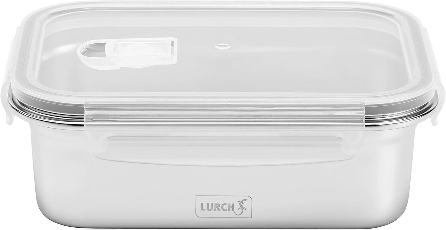 Lurch 240895 Lunchbox Hoge kwaliteit roestvrijstalen veiligheids-/opbergdoos met BPA-vrij plastic deksel 2000 ml Doorzichtige voedselbewaardozen Naty Shop 1200 ml
