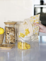 Set van 3 vierkante glazen containers met bamboe deksel-800ml, borosilicaatglas, bamboe, siliconen, naturel, 11 x 11 x 11 cm Voedselbewaardozen Naty Shop