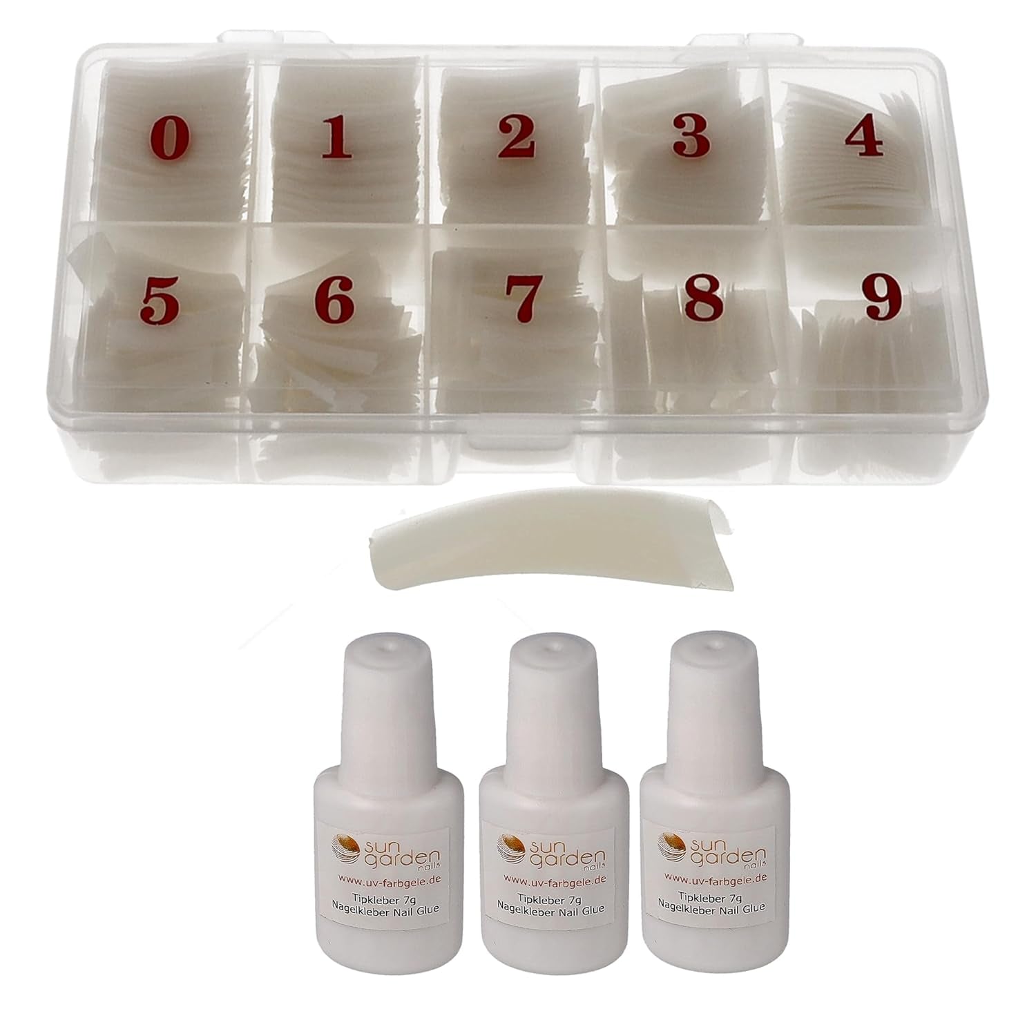 Sun Garden Nails Tipbox 500 Tips Incl. 3 tips Lijmtips Nageltips Lijm - Modellering van nagels