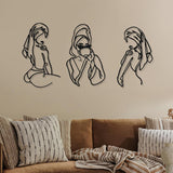 3 stuks Metaal Minimalistische Vrouw Muurkunst Deco Modern Metaal Abstract Vrouw Muurkunst Vrouwelijke Enkele Lijn Lijntekeningen om op te hangen voor Woonkamer (zwart, modern) Beeldjes en sculpturen Naty Shop Zwart 35L X 25B Cm