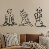 3 stuks Metaal Minimalistische Vrouw Muurkunst Deco Modern Metaal Abstract Vrouw Muurkunst Vrouwelijke Enkele Lijn Lijntekeningen om op te hangen voor Woonkamer (Zwart, Modern) Beeldjes en Sculpturen Naty Shop Zwart Vintage