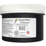 Kleurstof Sugarflair Max Concentrated Black, hoog geconcentreerde kleurstof voor marsepein en fondant, pastakleuring Max Concentrate - 400 g