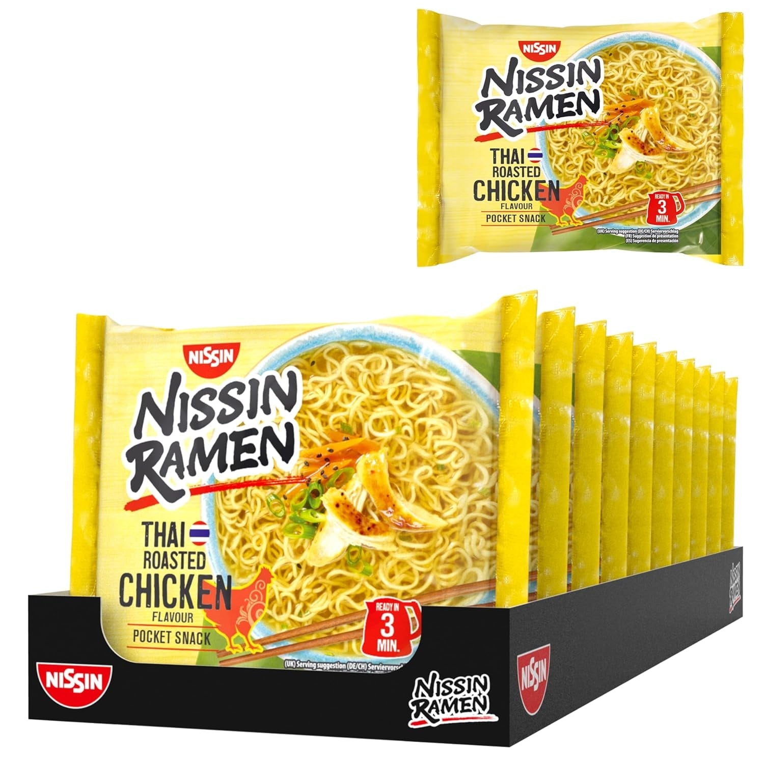 Nissin Ramen - Thaise Gebakken Kip 10 Pack Aziatische Stijl Instant Noedels Thais Recept Snel en Gemakkelijk Aziatisch Eten (10 x 65g)