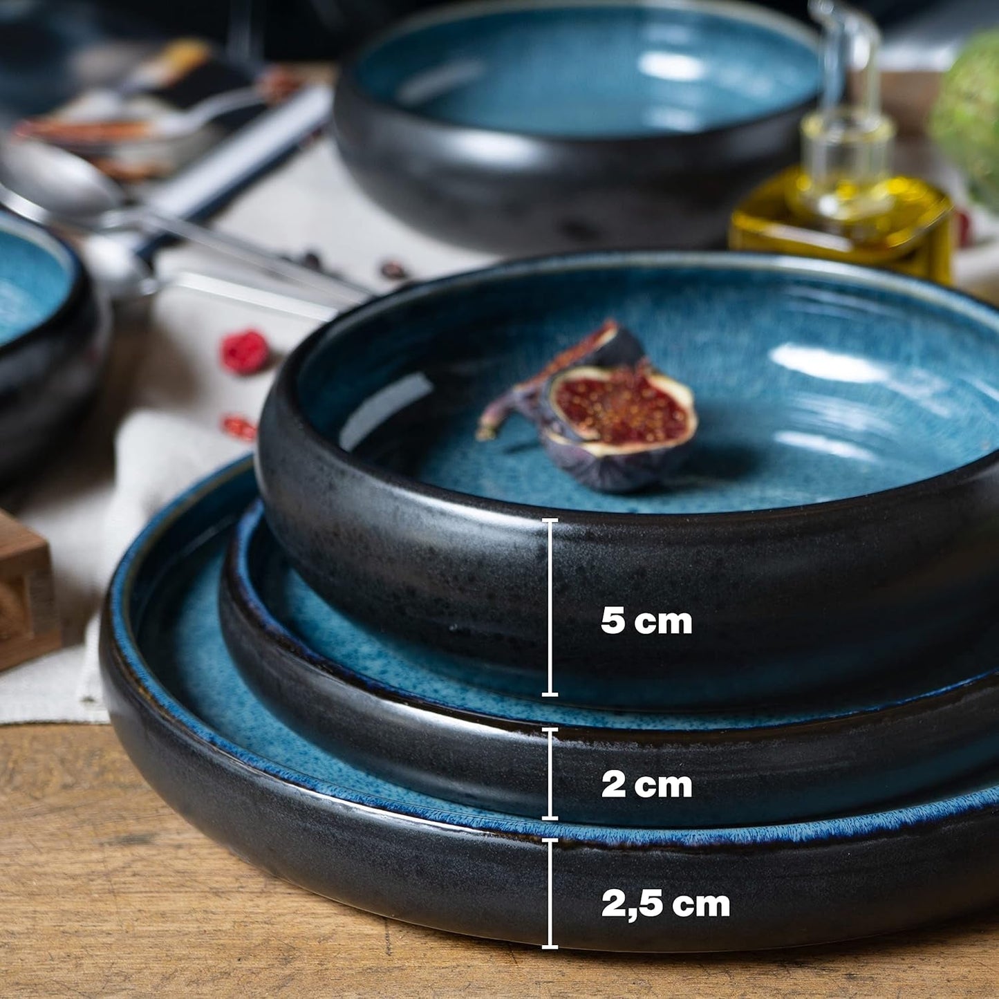 Moritz & Moritz SOLID 18-delige steengoed serviesset voor 6 personen - serviesset voor 6 personen, bestaande uit 6 dinerborden, 6 zijborden en 6 dinerborden